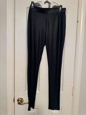 Kardashian Kollection Black Faux Leather-Look Leggings